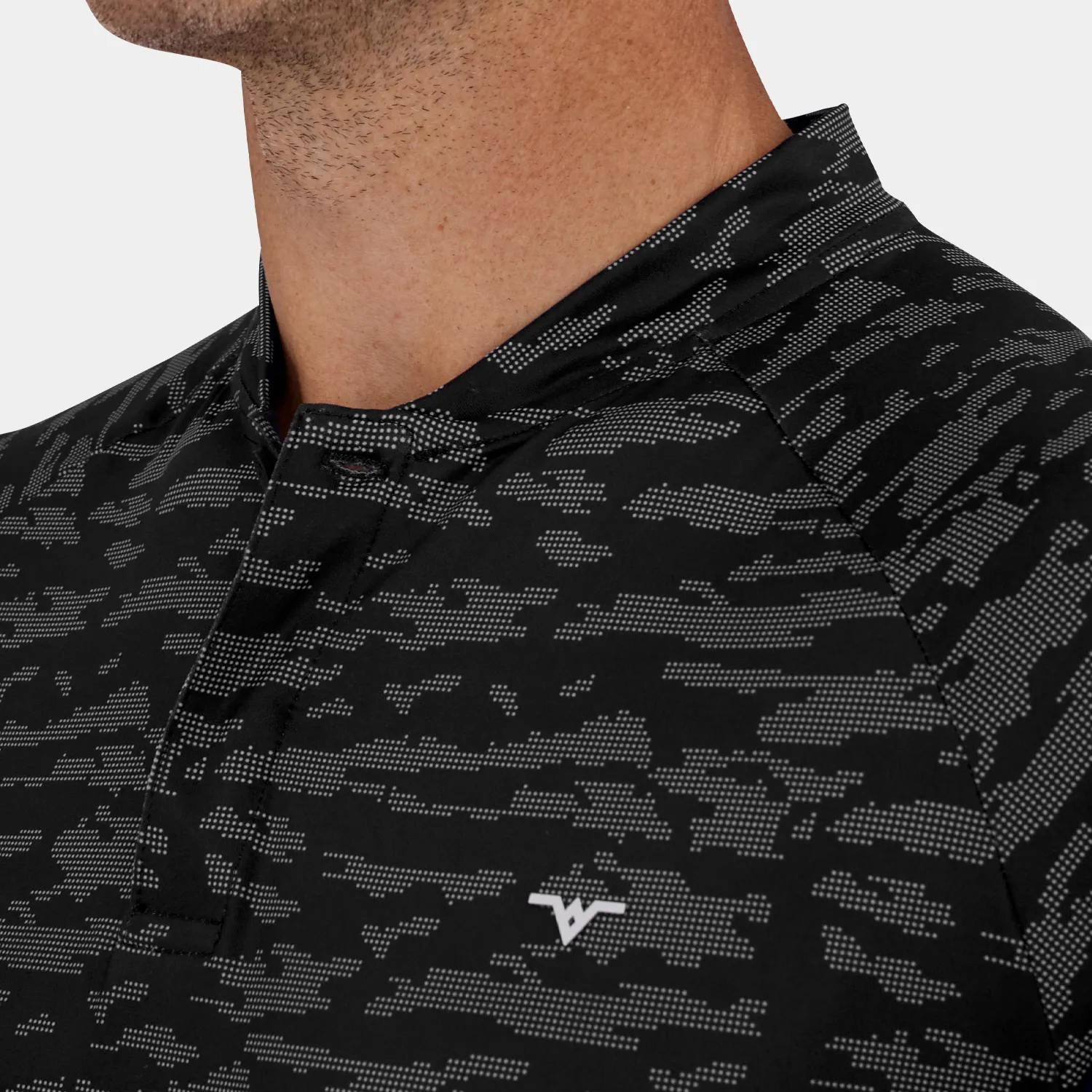 Camo Golf Polo with Blade Collar: Black 07