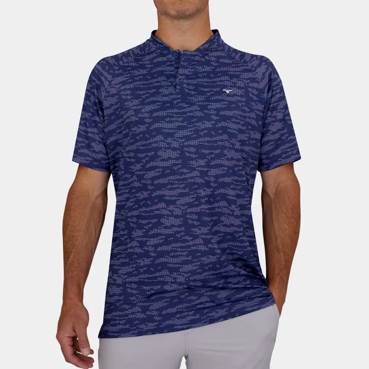 ELECTRICGOLF LOGO CROSS COLLAR CAMO Lサイズ Men's Navy Camo Golf Shirt with Blade Collar | Avalon Golf Co