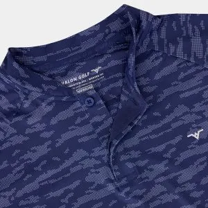 Camo Golf Shirt with Blade Collar: Blue Close Up