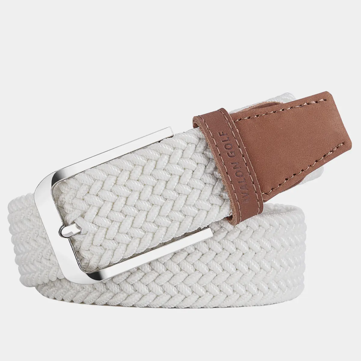 Cream & Tan Leather Golf Belt | Avalon Players Stretch Woven Belt