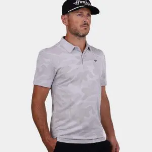 Jacquard Camo Golf Shirt: Avalon Tour Polo in Gray 06