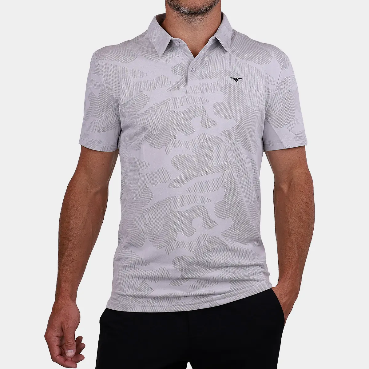 Jacquard-knit polo shirt with micro pattern