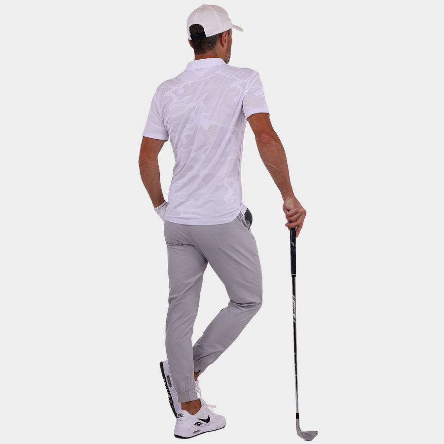 Jacquard Golf Shirt: Avalon Tour Polo in White 08