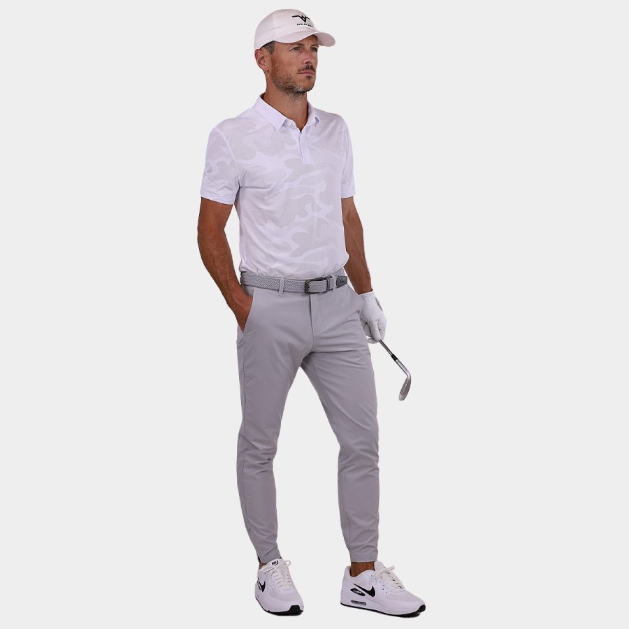 Jacquard Golf Shirt: Avalon Tour Polo in White 09