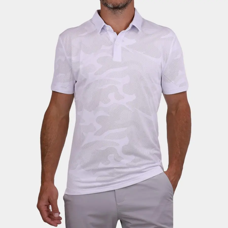 Jacquard Golf Shirt: Avalon Tour Polo in White 1