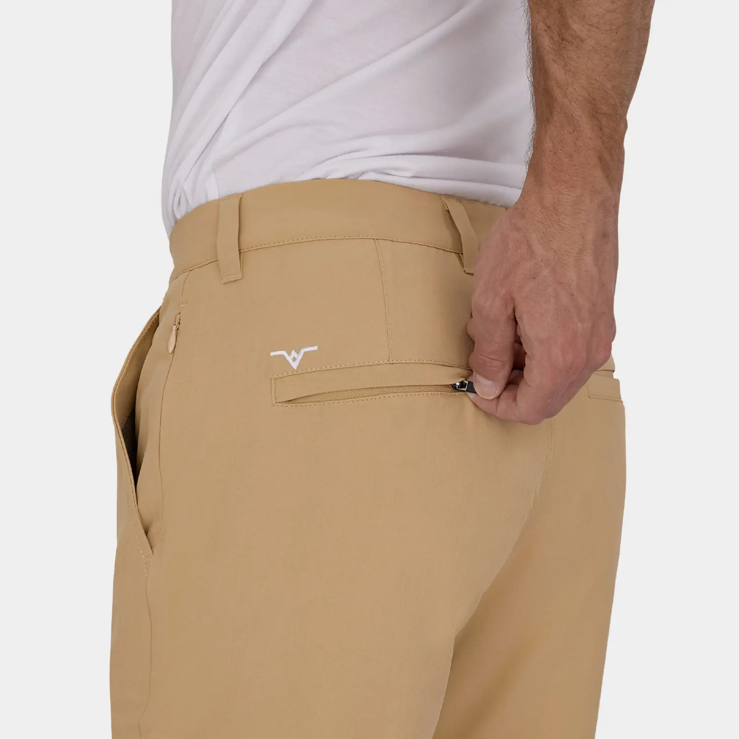 Khaki Performance Golf Joggers: Back Pocket