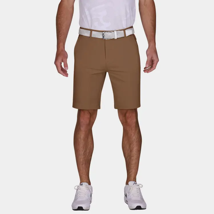 Light Brown Mens Golf Shorts: 9 inch inseam