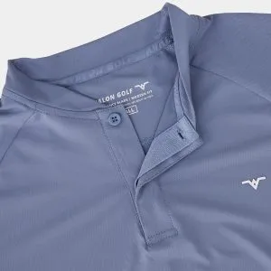Mens Blade Collar Golf Shirt: Blue - Close Up
