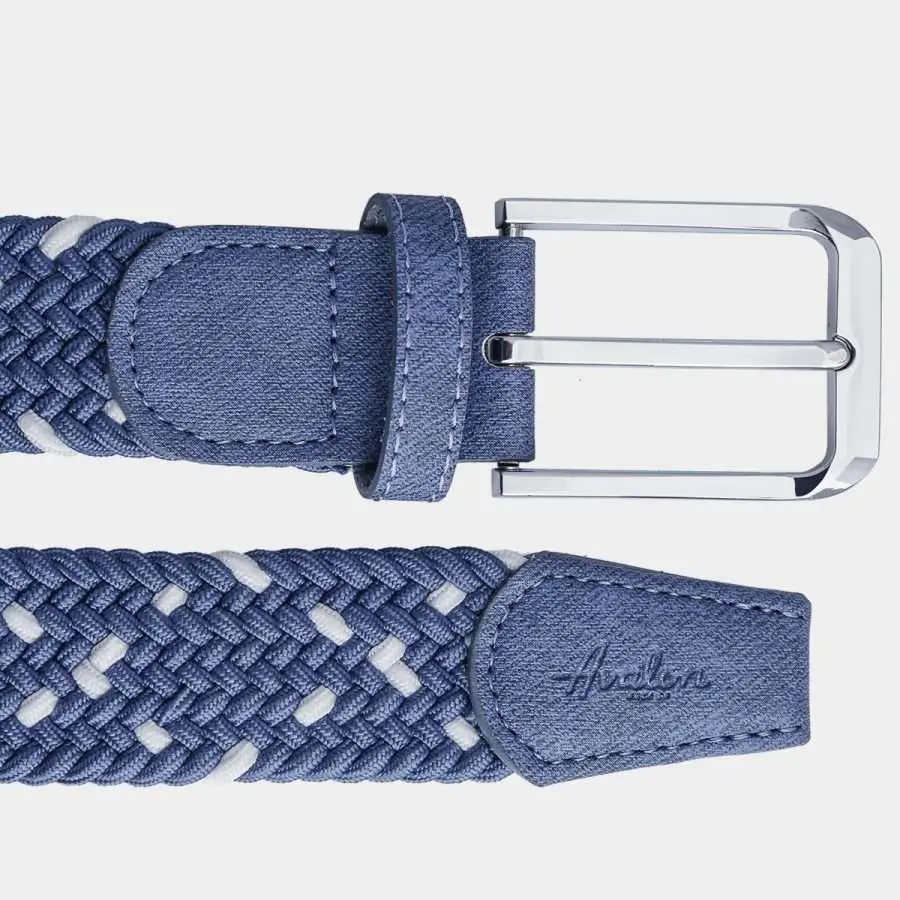 Braided Men's Golf Belt in Blue White Stripe 3
