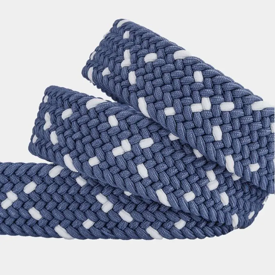 Braided Men's Golf Belt in Blue White Stripe 4