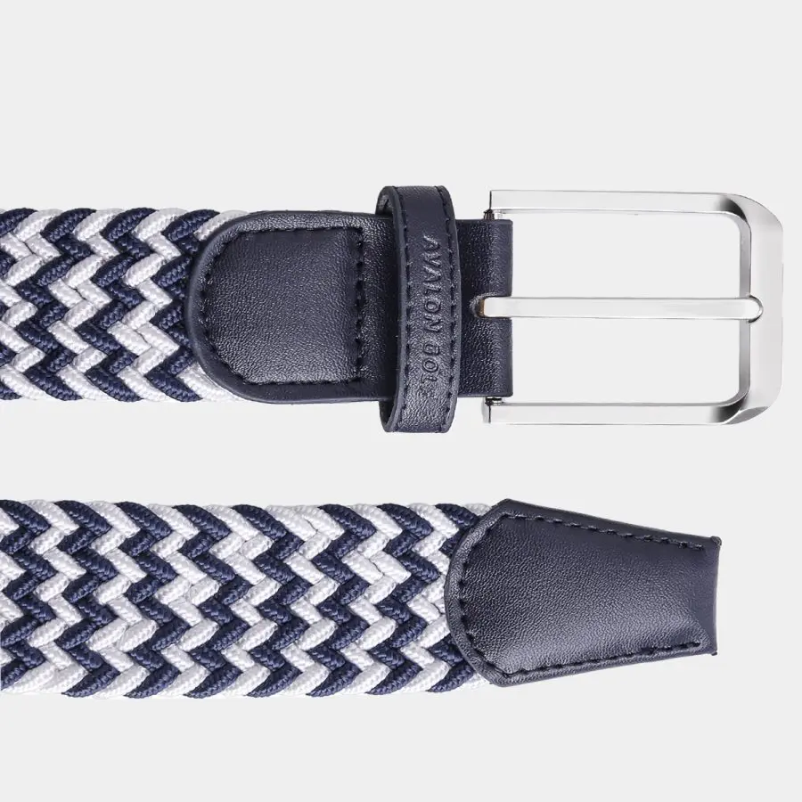 Shop Mens Golf Belts | Avalon Players Belt in Blue + White ZigZag