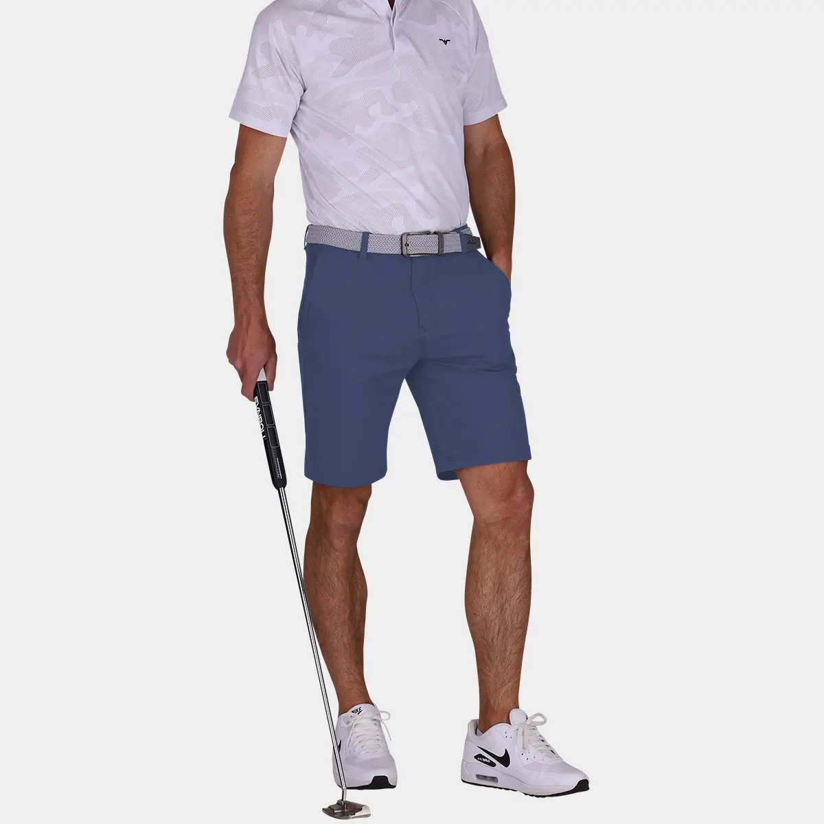 Mens Golf Shorts with 9 Inch Inseam: Graphite Blue 12