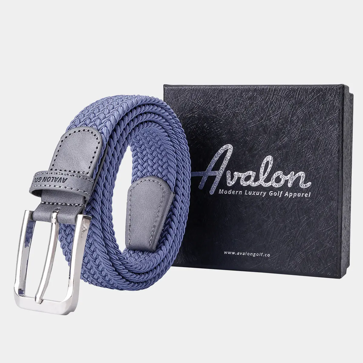 Men s Golf Belt in Blue Woven Band Adaptable Sizing Stretchy