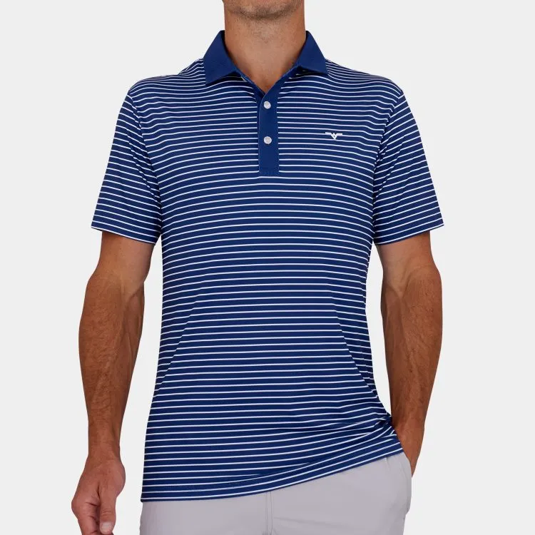 Navy Blue Stripe Golf Polo