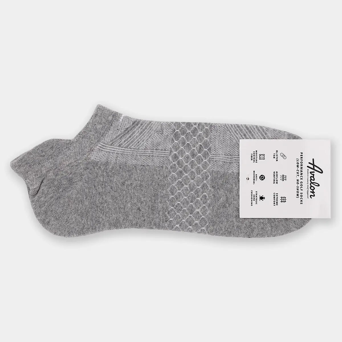 Performance No Show Golf Socks: Gray