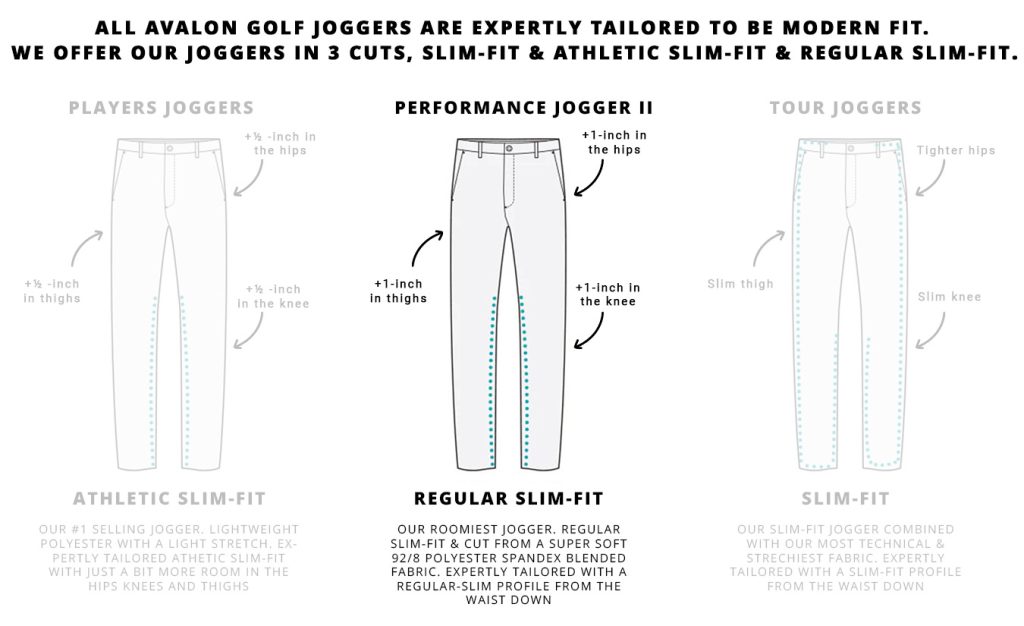Performance Golf Jogger Pants: Sizing Comparison