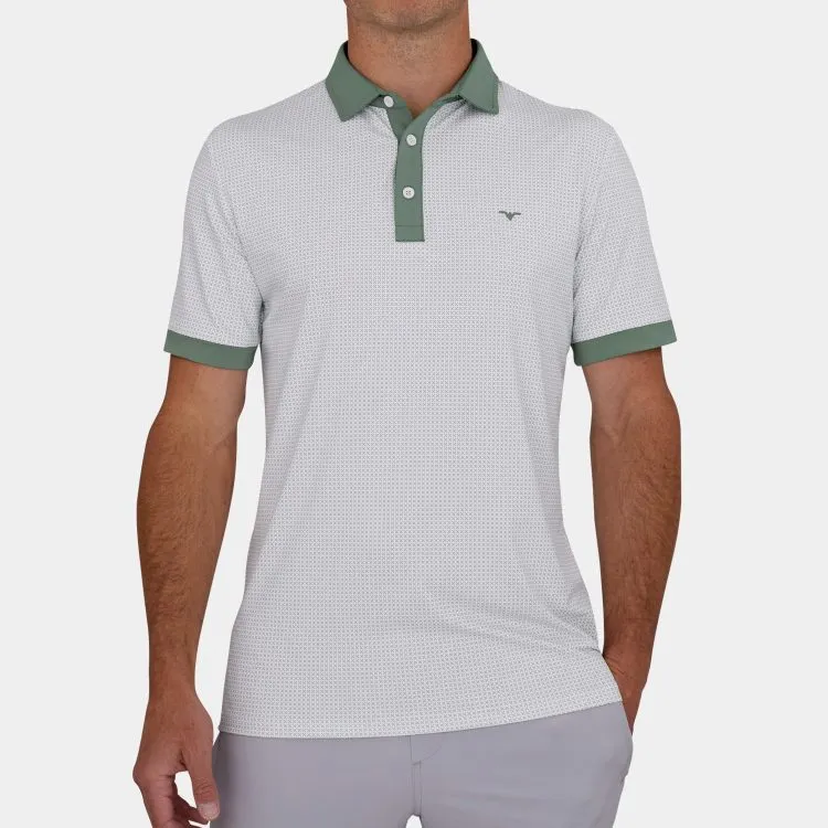 Performance Golf Polo: Green X Print