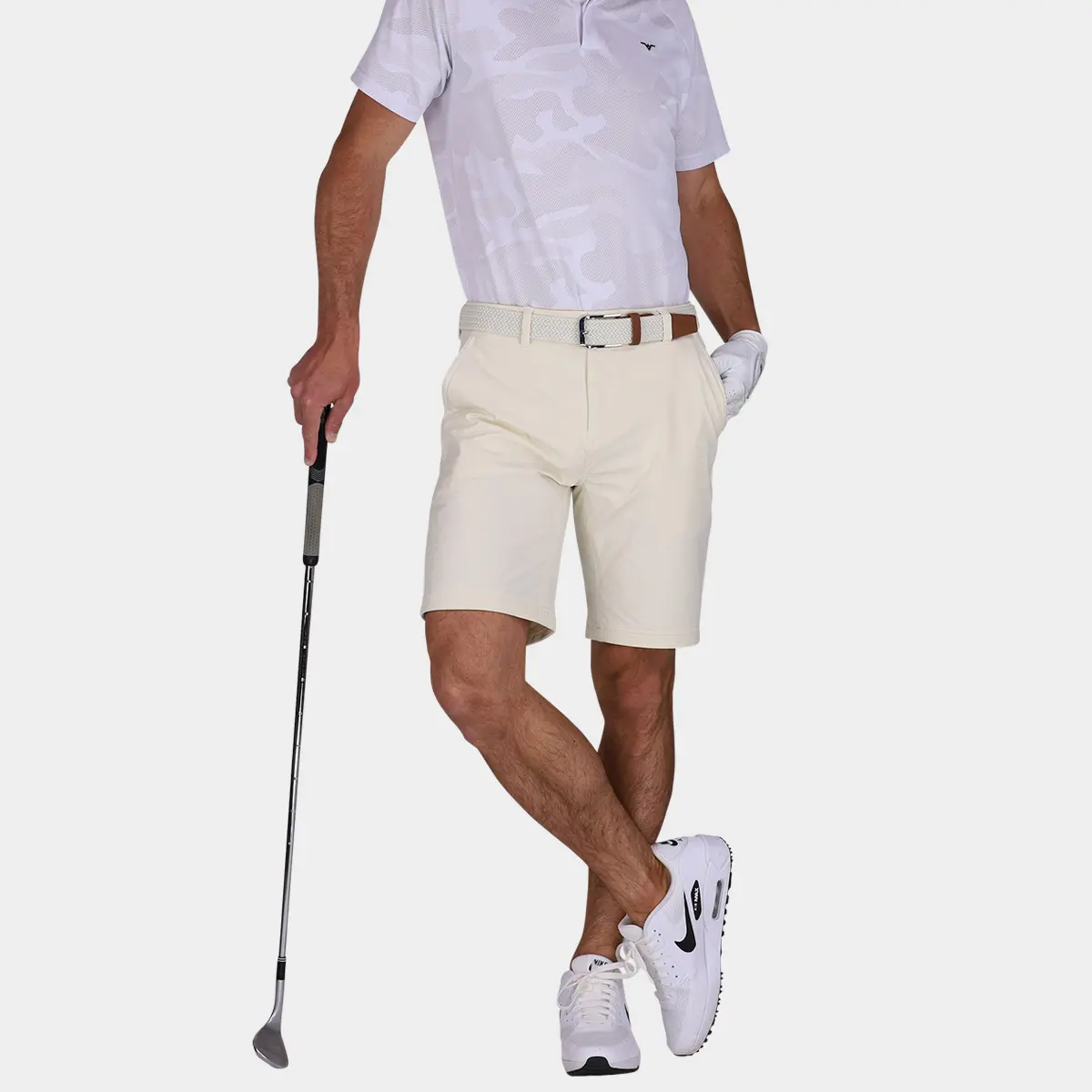 Performance Golf Shorts with 9 Inch Inseam - Ivory: 08