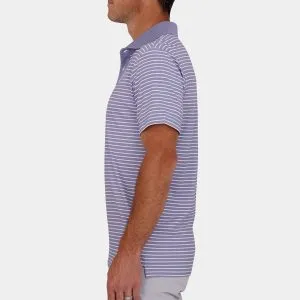 Printed Golf Polo White Stripes Blue Lilac 04