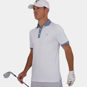 Printed Golf Shirt: Blue X - 05
