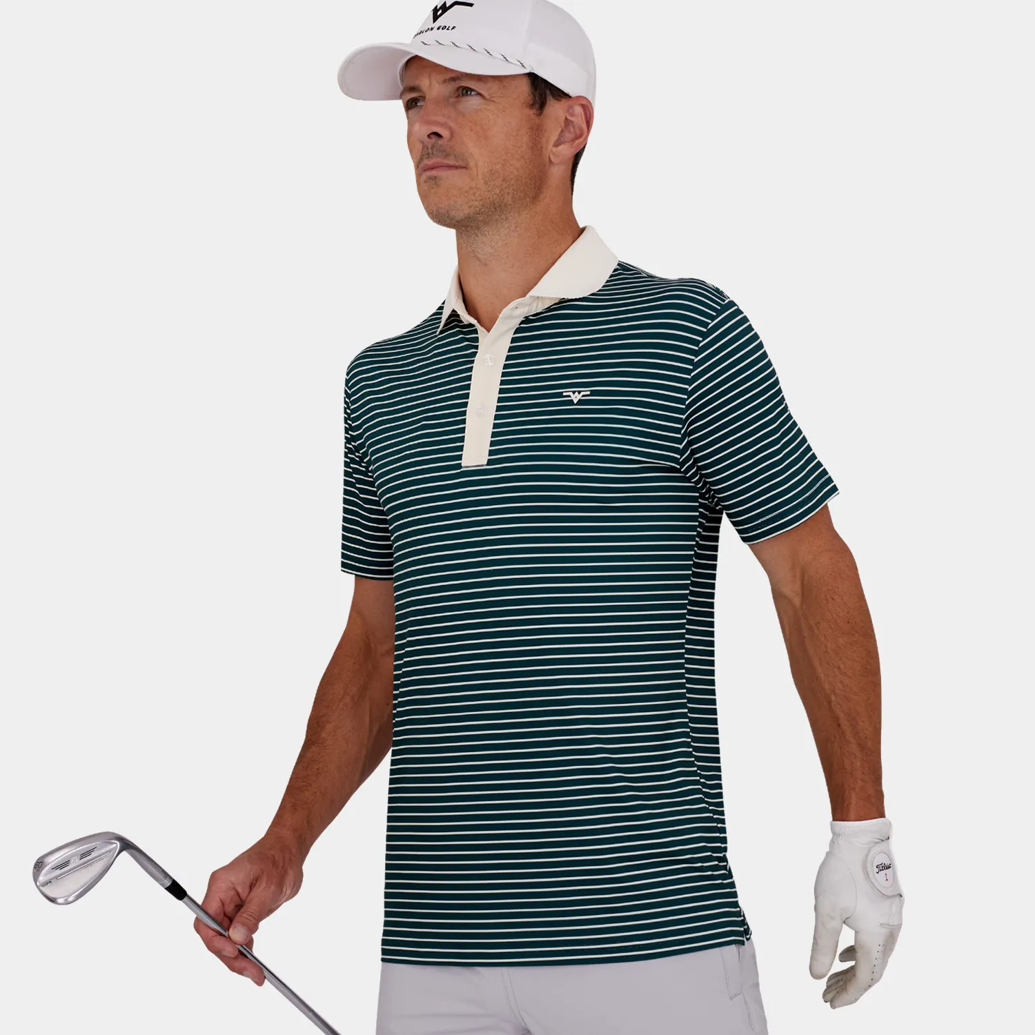 Striped Golf Polo Greenoff White 02