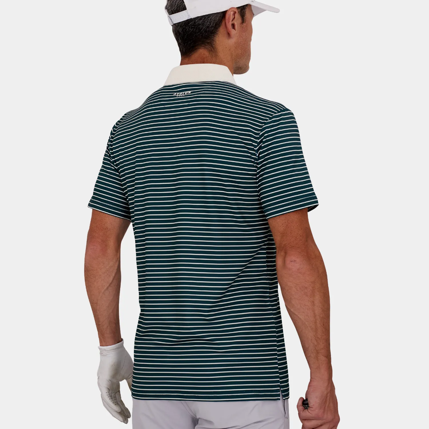 Striped Golf Polo Greenoff White 05