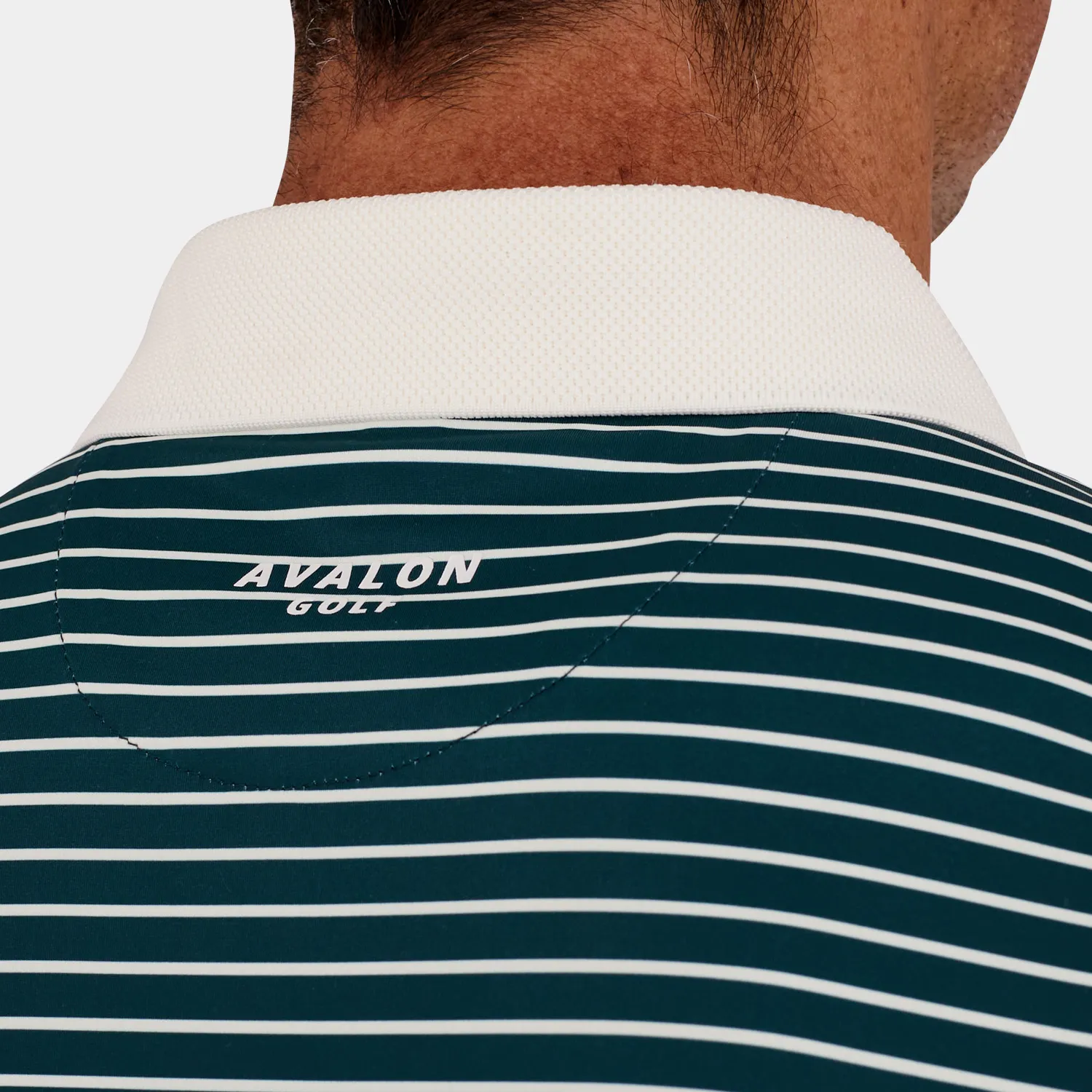 Striped Golf Polo Greenoff White Back