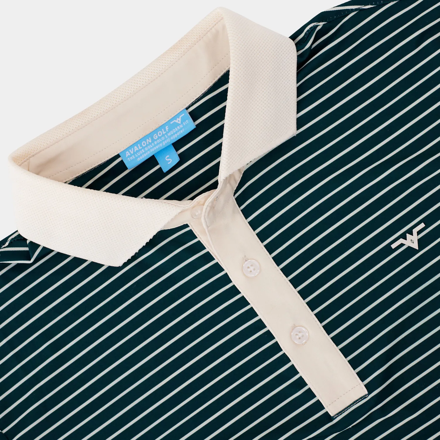Striped Golf Polo Greenoff White Close Up
