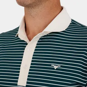 Striped Golf Polo Greenoff White Collar