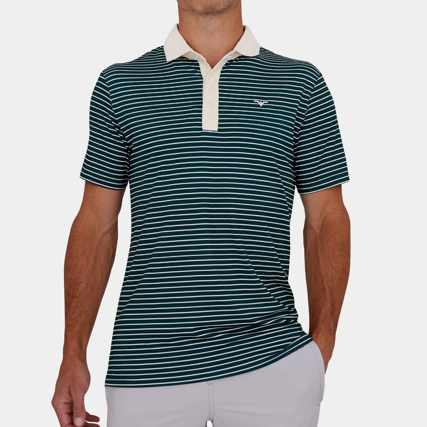 Striped Golf Polo Greenoff White