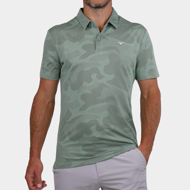 Textured Jacquard Golf Polo Shirt: Avalon Tour Polo in Green 01